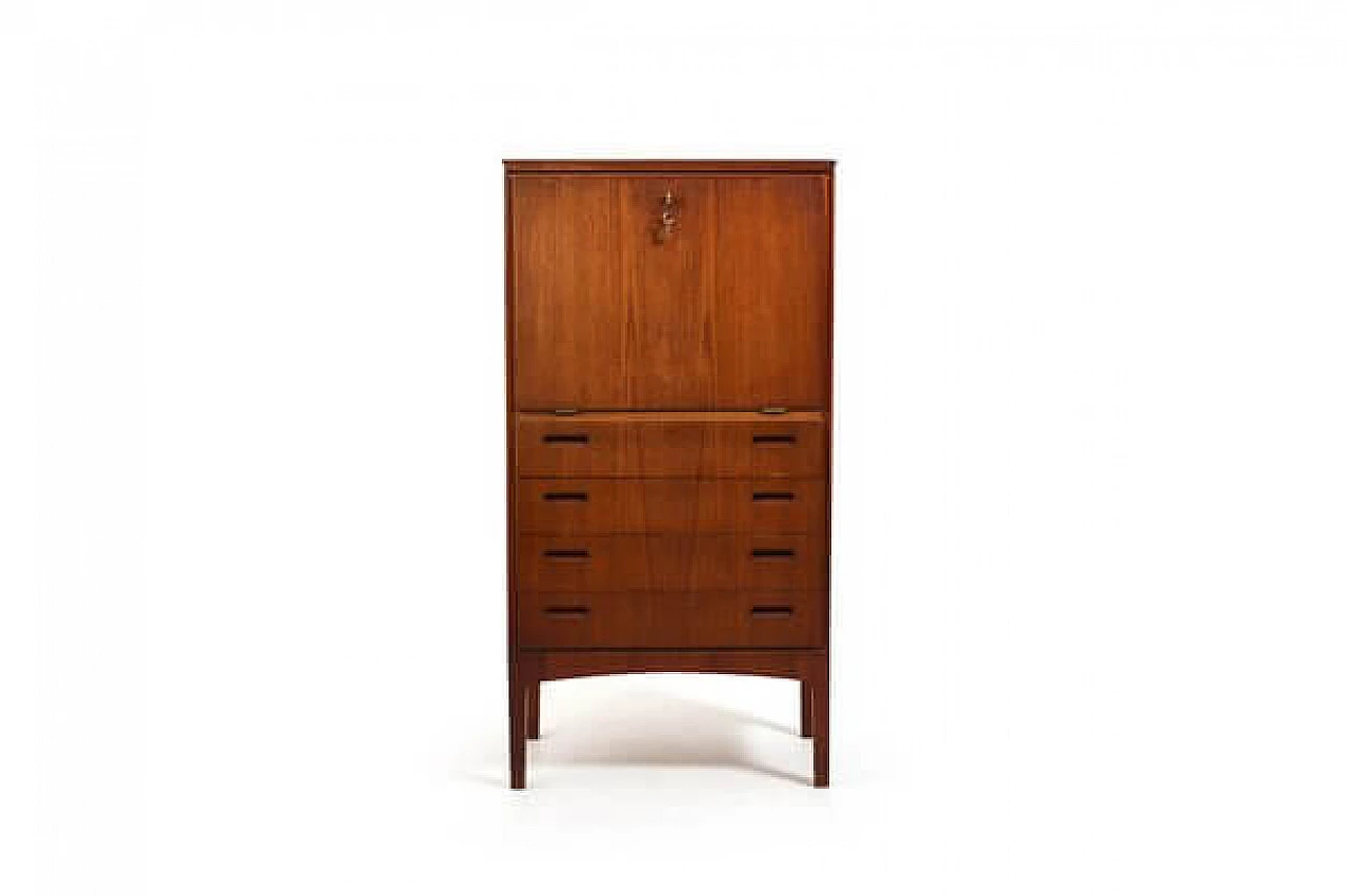 Teak bar cabinet with four drawers, 1950s 1