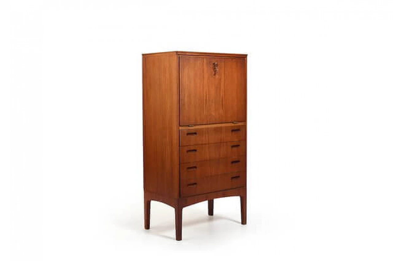 Teak bar cabinet with four drawers, 1950s 2