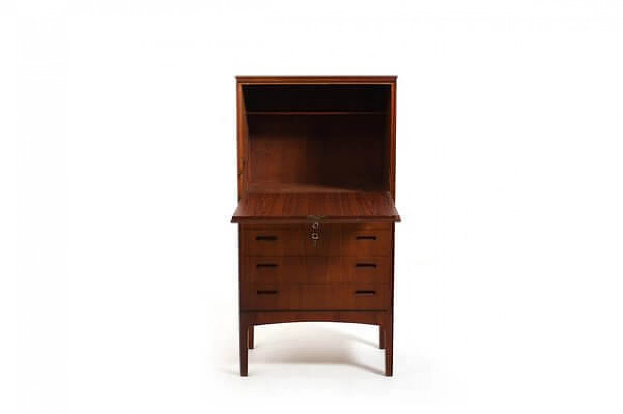 Teak bar cabinet with four drawers, 1950s 4