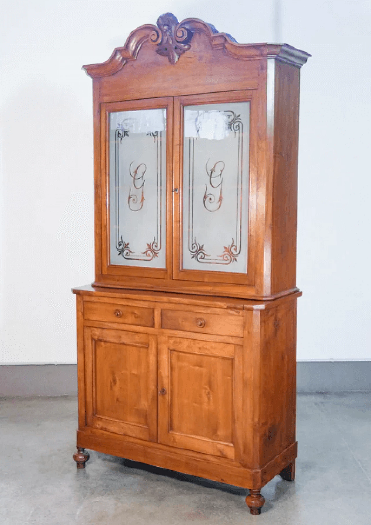 Credenza Carlo X con vetrina e piano estraibile, '800 7