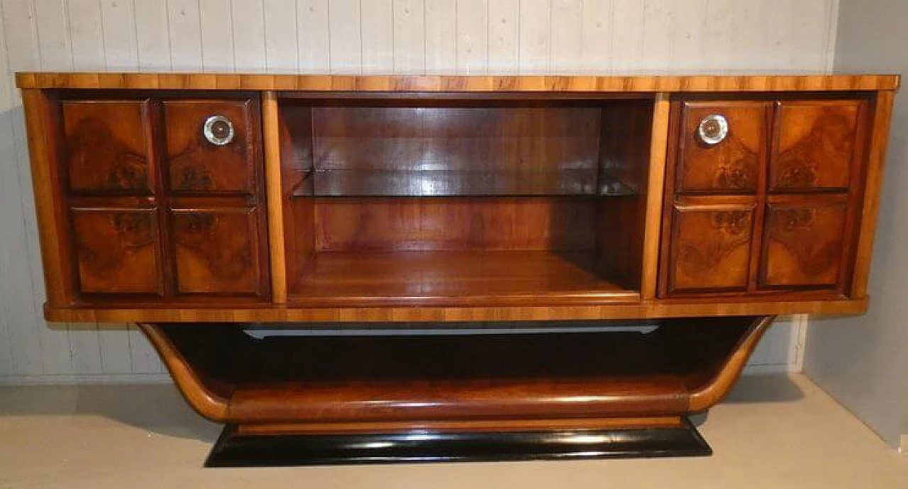 Walnut Art Deco sideboard with glass knobs, 1920s 1