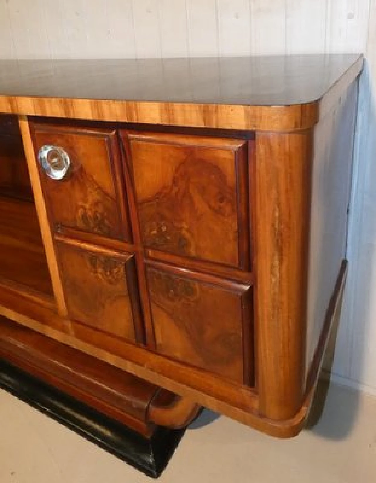 Walnut Art Deco sideboard with glass knobs, 1920s 9