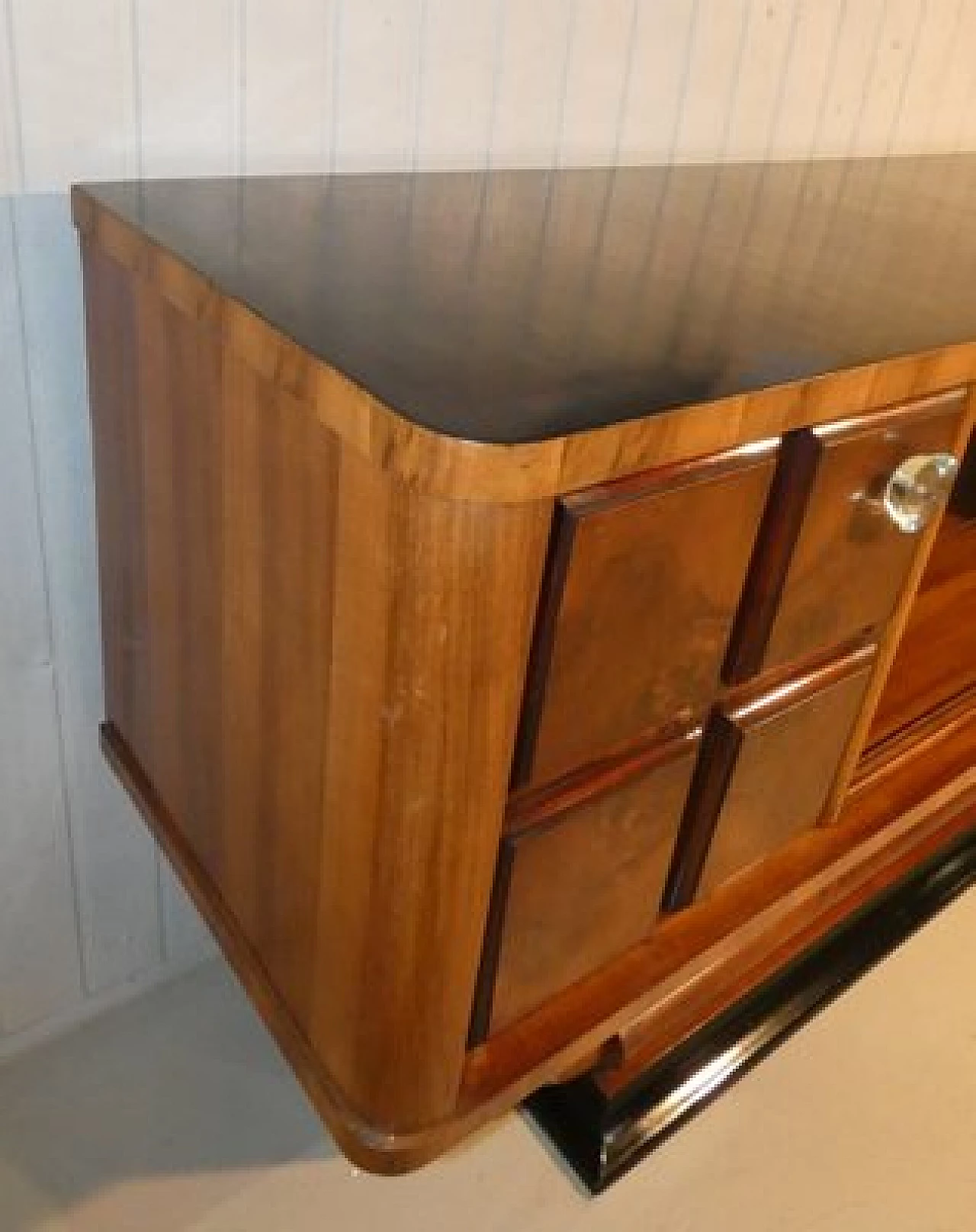 Walnut Art Deco sideboard with glass knobs, 1920s 10