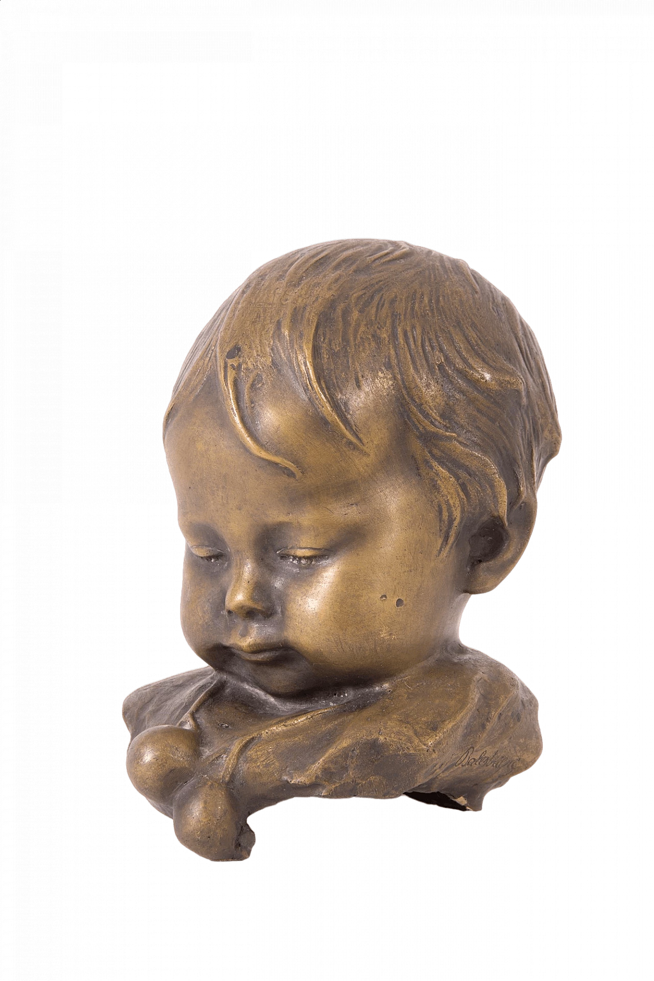 Bernardo Balestrieri, child's head, bronze sculpture 5