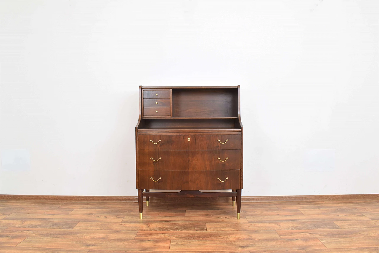 Danish walnut and beech secrétaire, 1960s 1