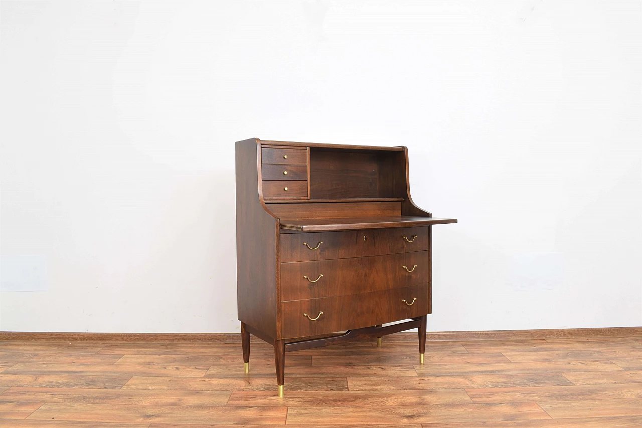 Danish walnut and beech secrétaire, 1960s 4