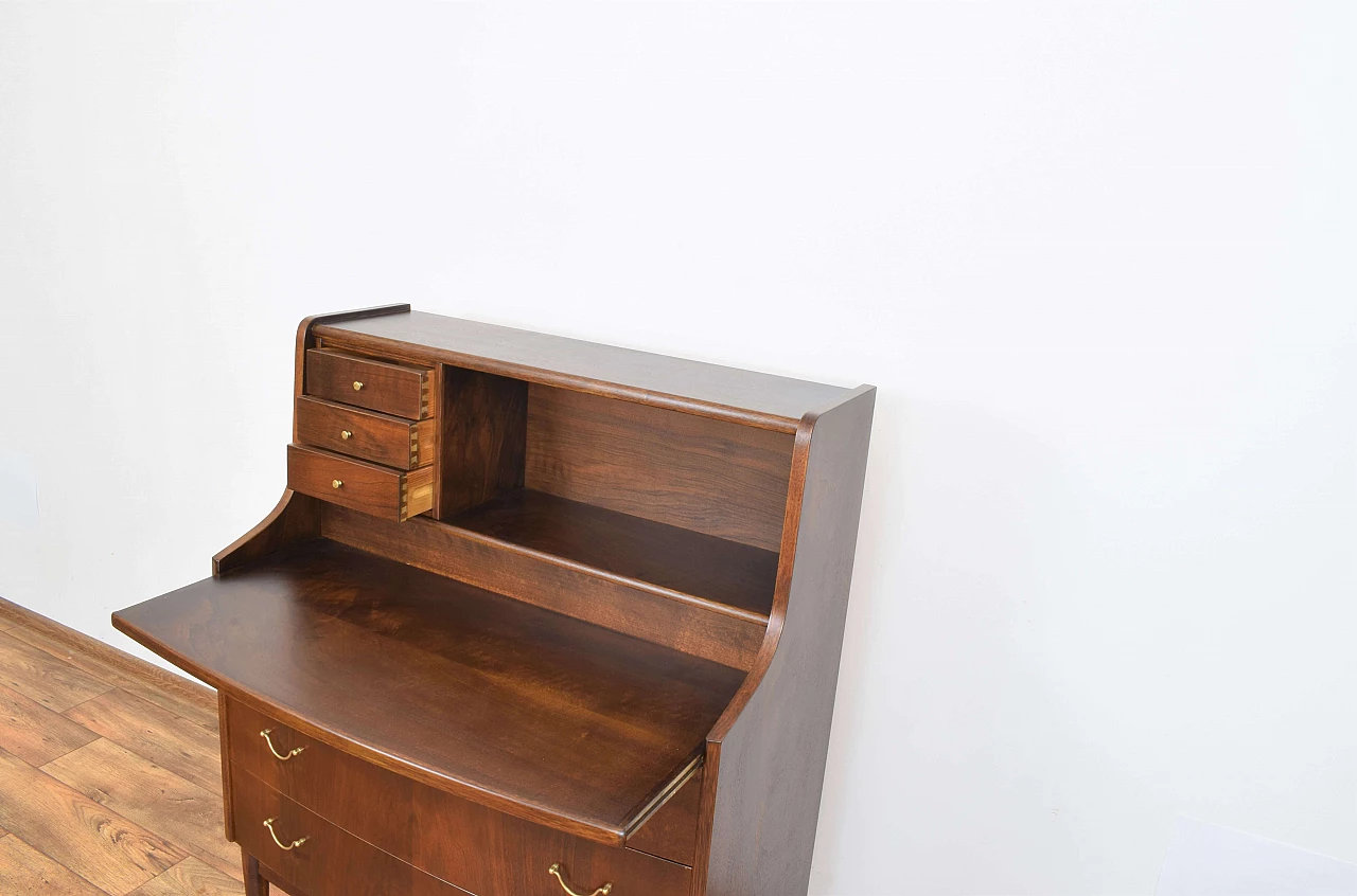 Danish walnut and beech secrétaire, 1960s 13