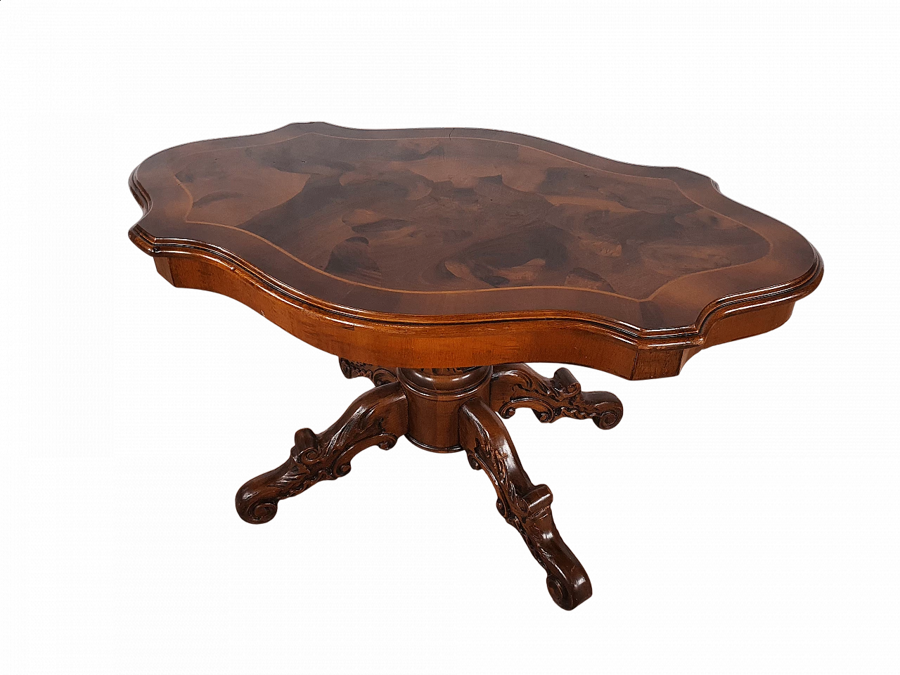 Oval wood coffee table with carvings, 1980s 23