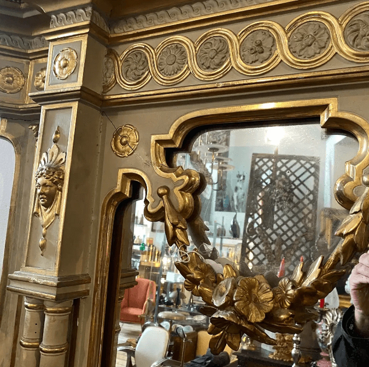 Sicilian lacquered and gilded wooden floor mirror, late 19th century 4