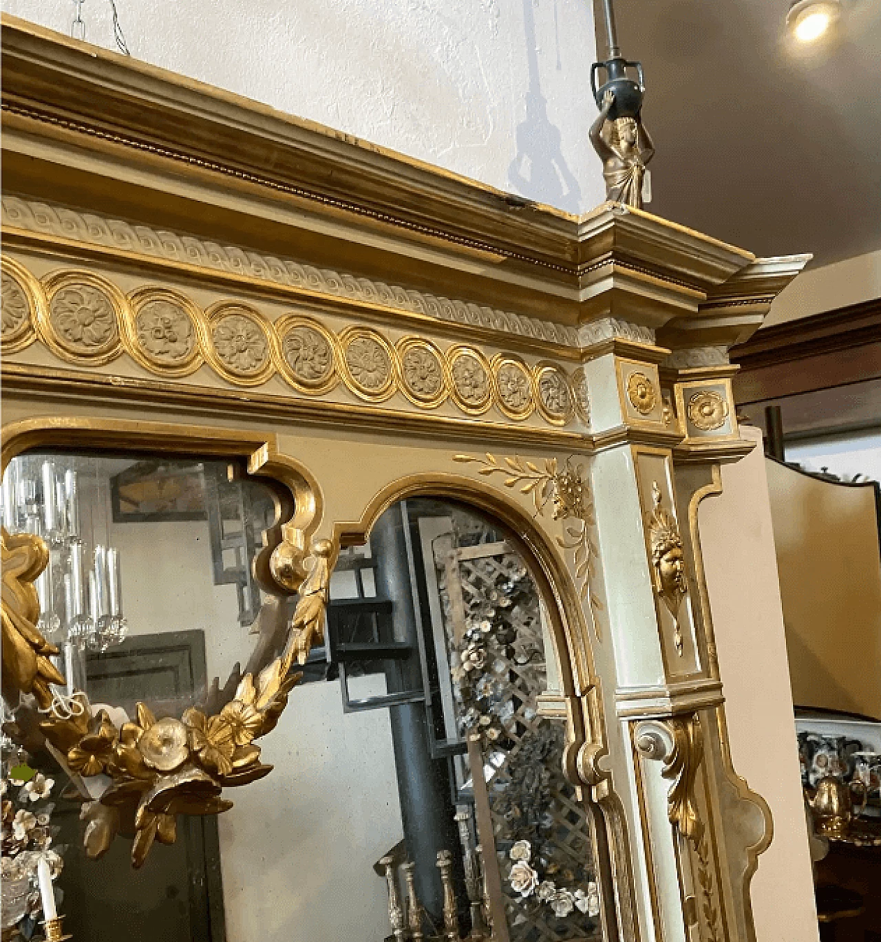 Sicilian lacquered and gilded wooden floor mirror, late 19th century 9