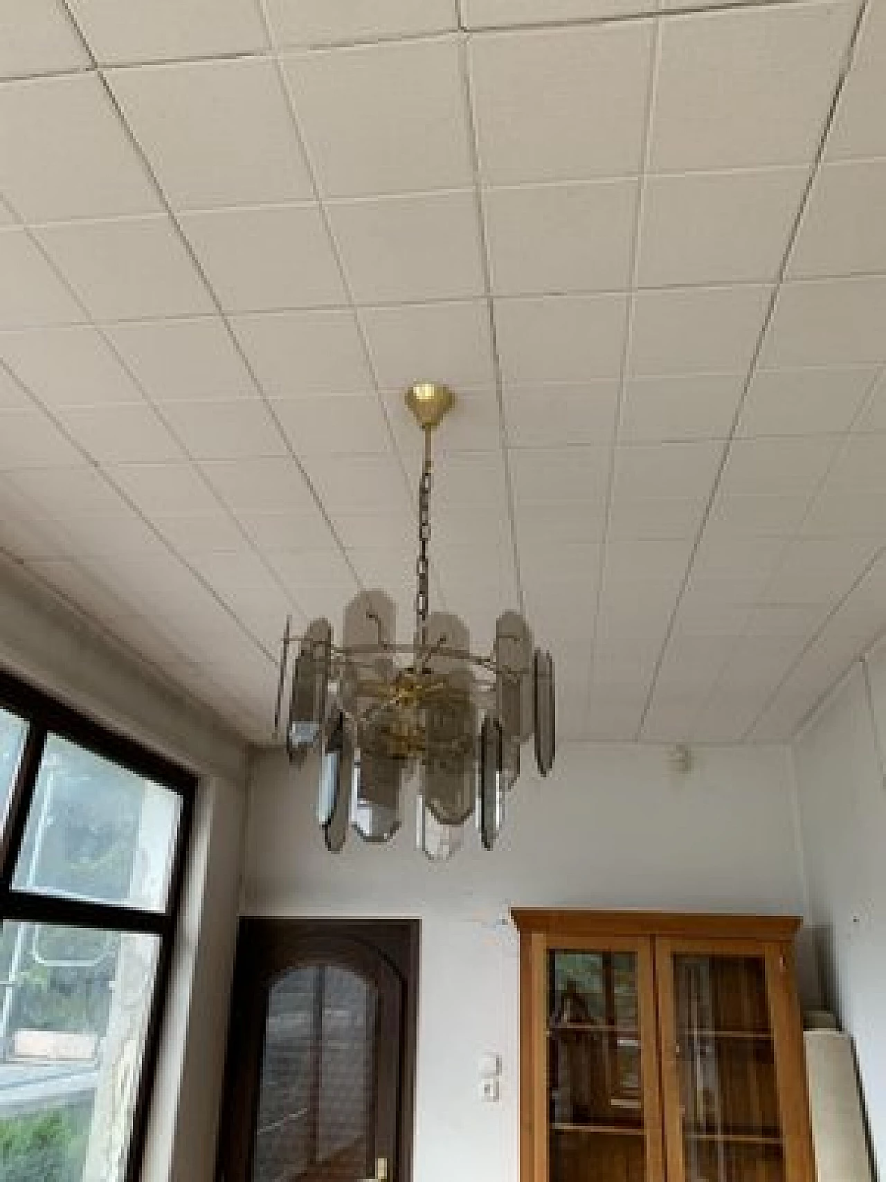 Gilded metal and glass chandelier, 1960s 2