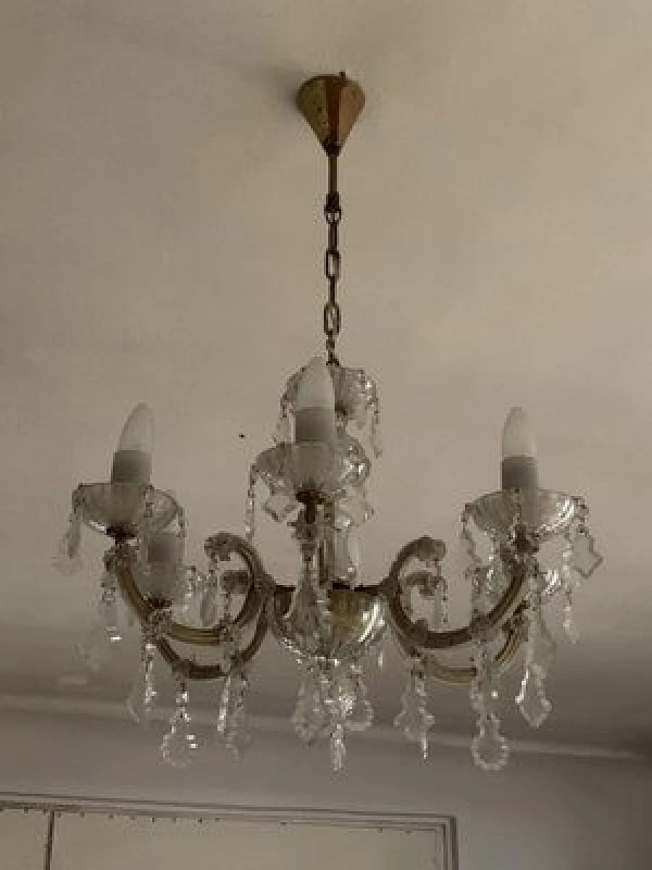 Six-light glass chandelier, 1960s 1