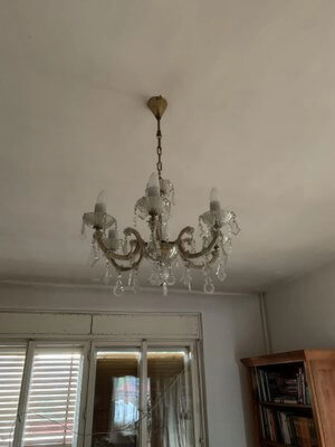 Six-light glass chandelier, 1960s 2