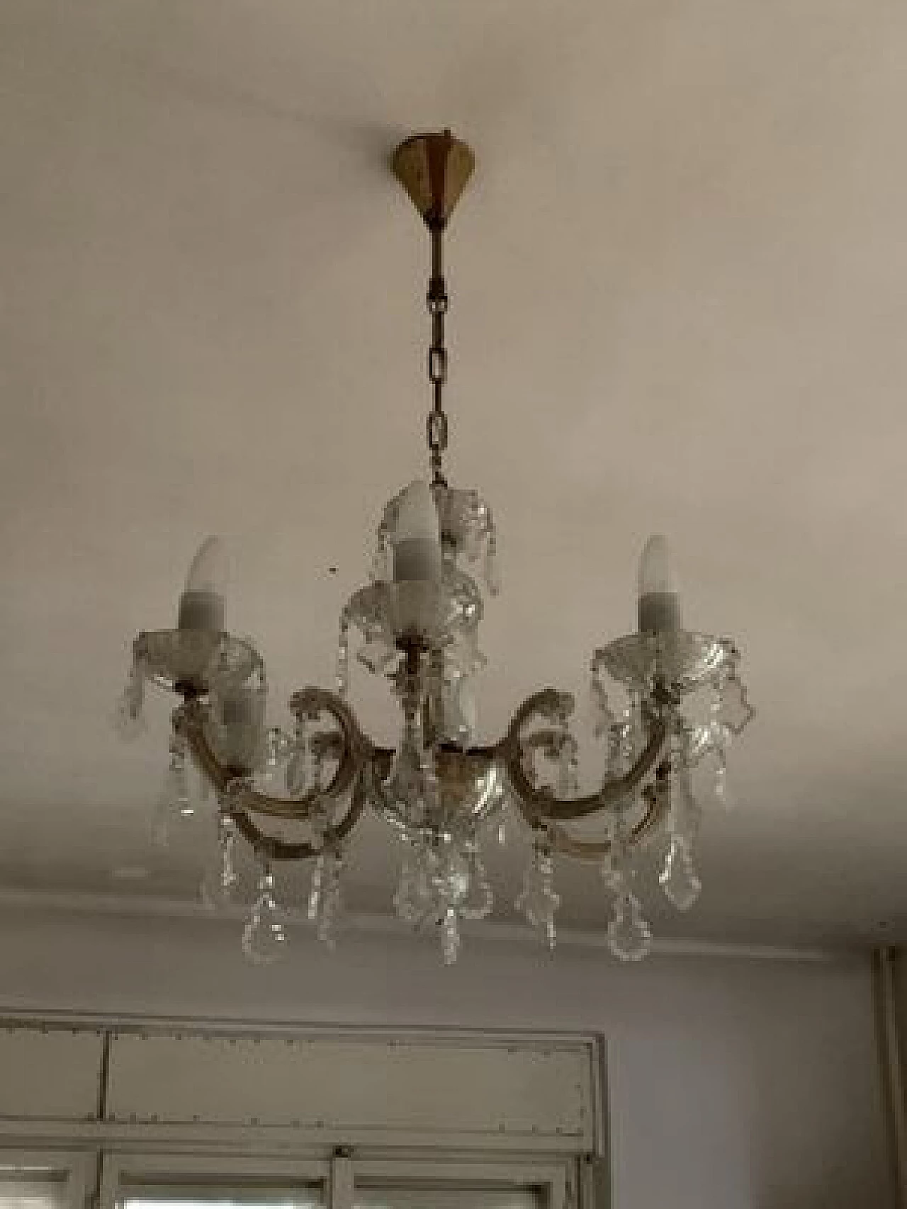 Six-light glass chandelier, 1960s 3