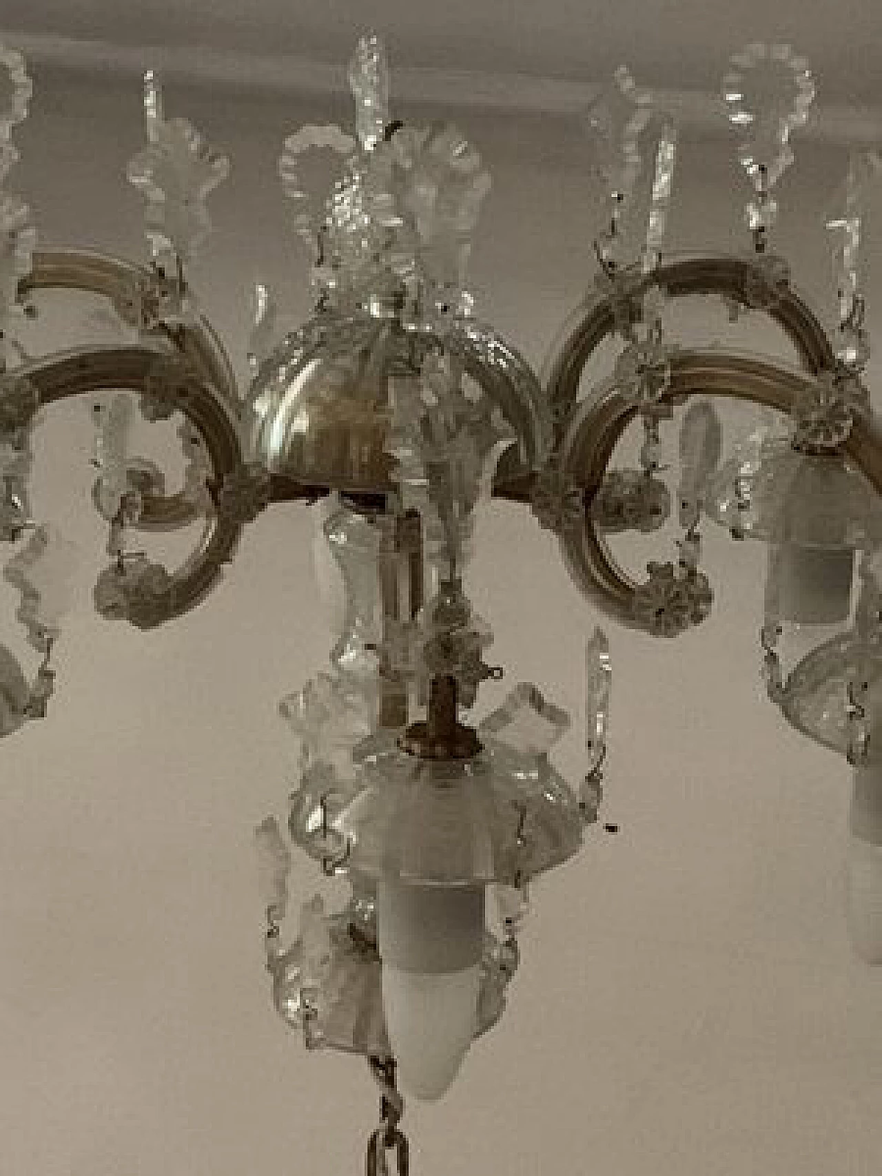 Six-light glass chandelier, 1960s 7