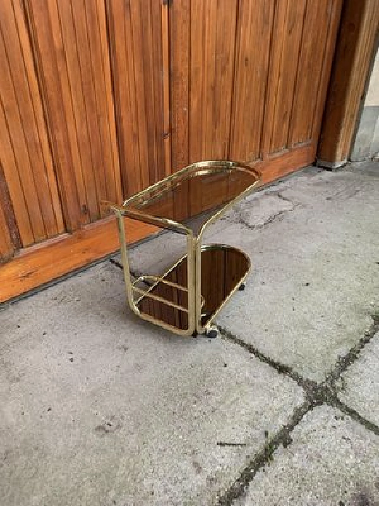 Brass cart with glass shelves, 1960s 6