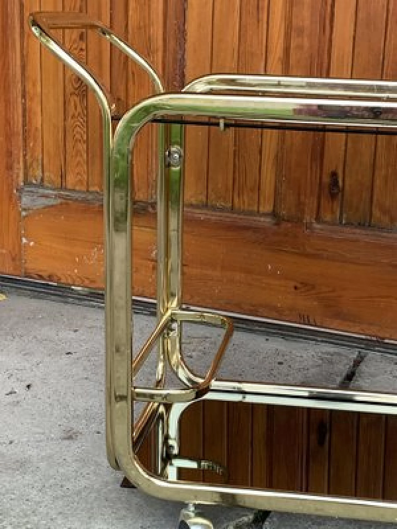 Brass cart with glass shelves, 1960s 7