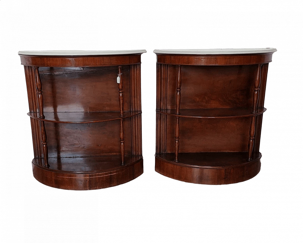 Pair of mahogany consoles with marble top, early 20th century 4