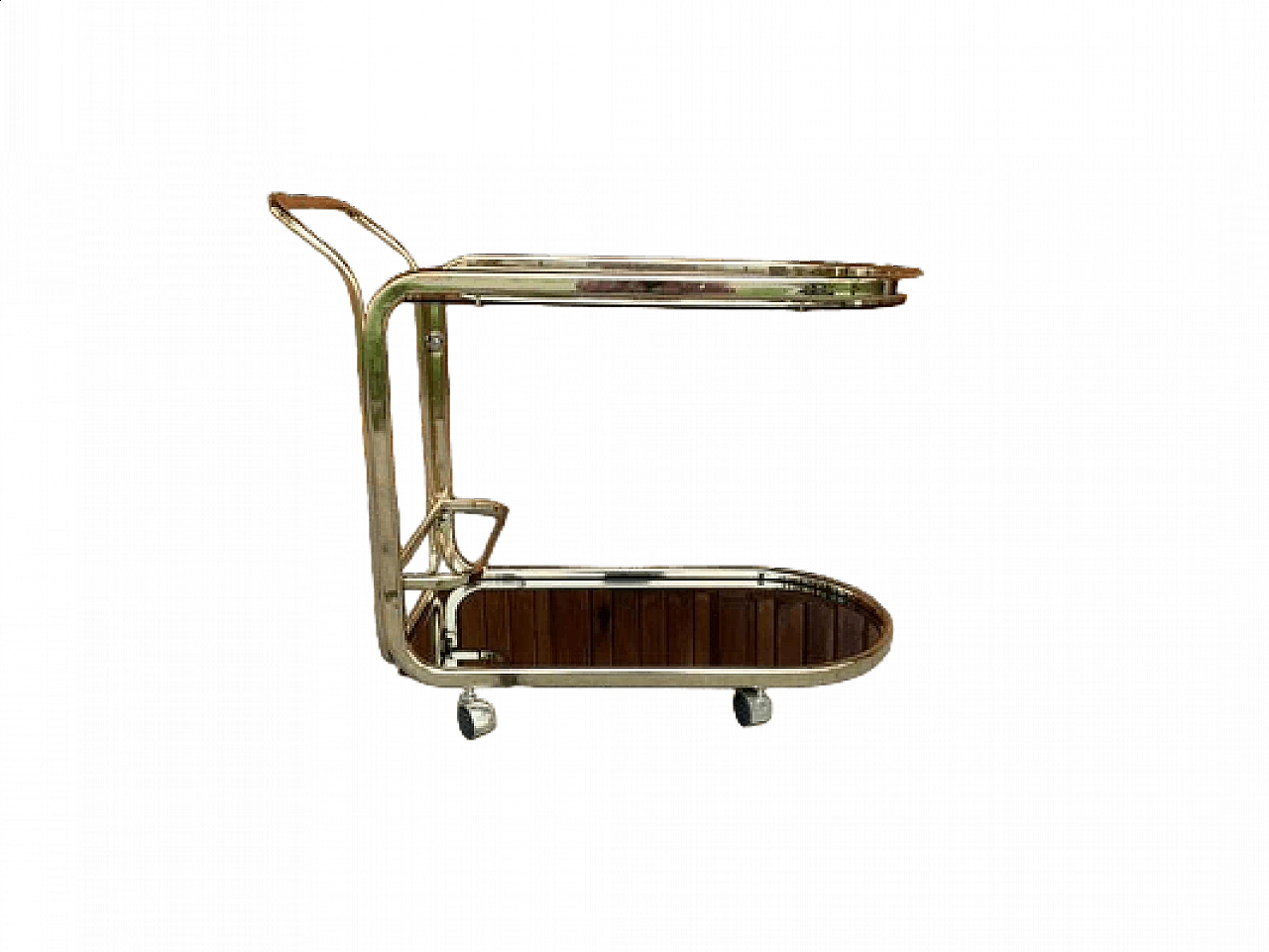 Brass cart with glass shelves, 1960s 9