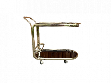 Brass cart with glass shelves, 1960s