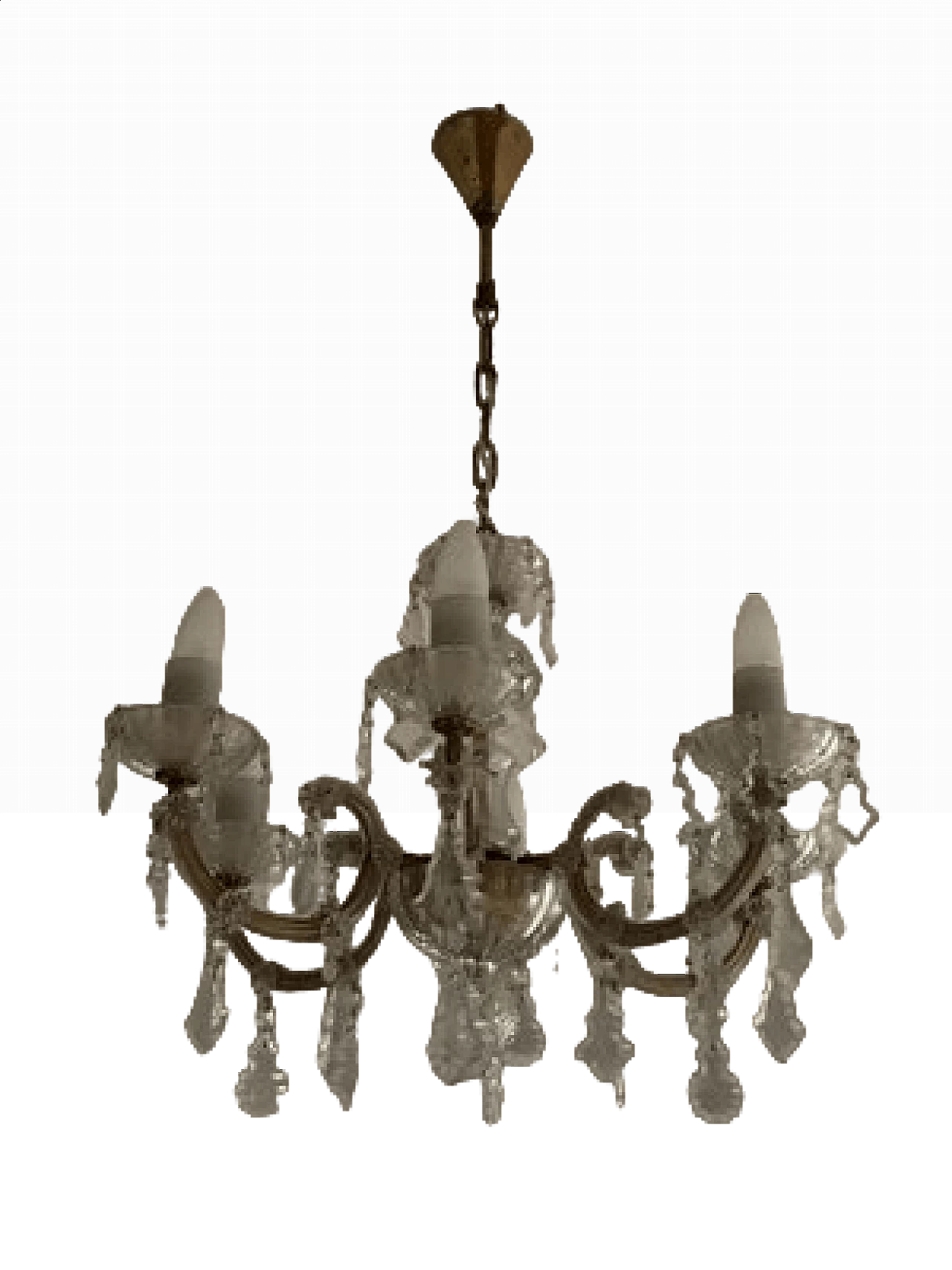 Six-light glass chandelier, 1960s 8