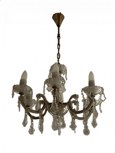 Six-light glass chandelier, 1960s