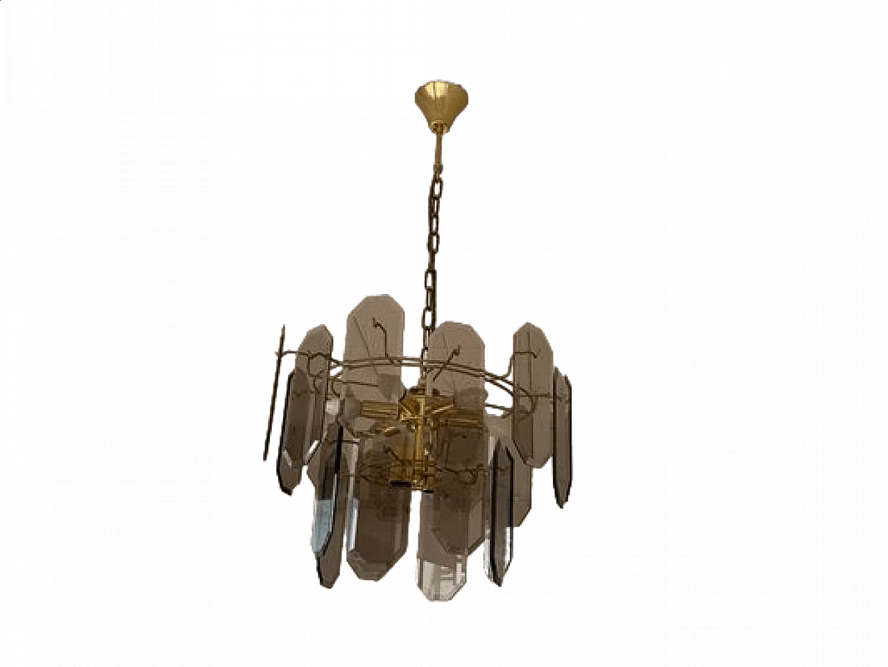 Gilded metal and glass chandelier, 1960s 9