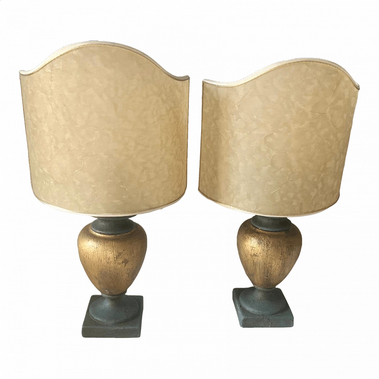 Pair of ceramic and parchment table lamps, 1970s 10