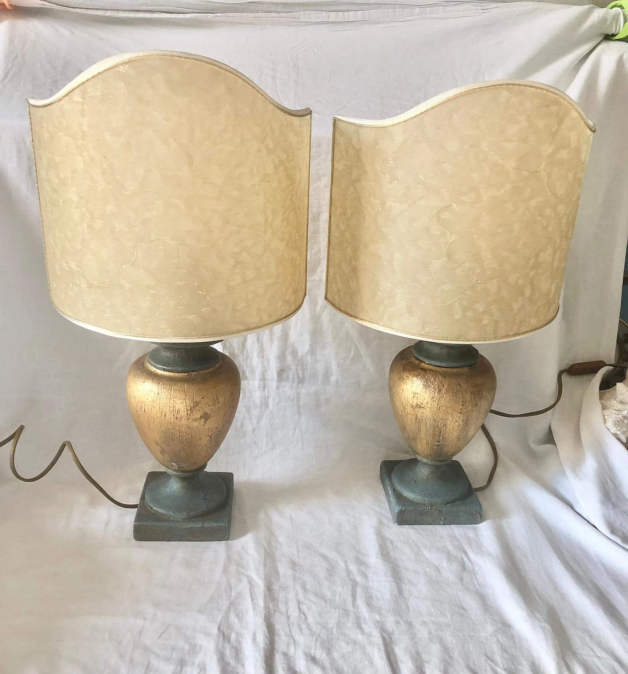 Pair of ceramic and parchment table lamps, 1970s 11