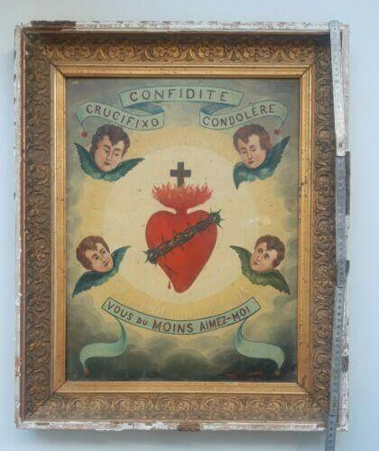 W. Griseri, Sacred Heart of Jesus and cherubs, oil painting on canvas, early 20th century 7