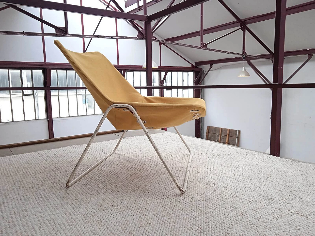 Metal and canvas G1 armchair by Pierre Guariche for Airborne, 1950s 6