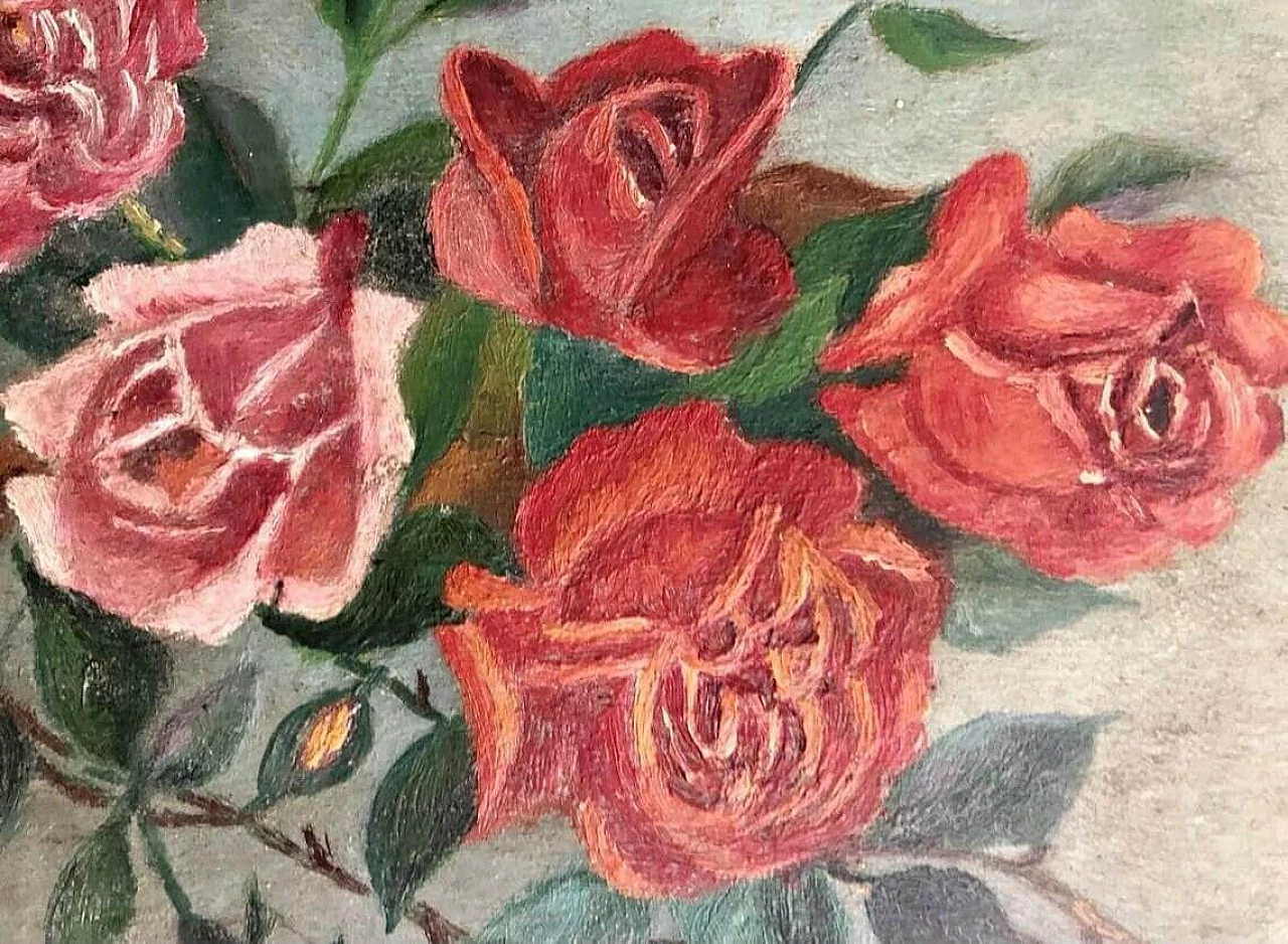 Roses, oil painting on panel, late 19th century 3