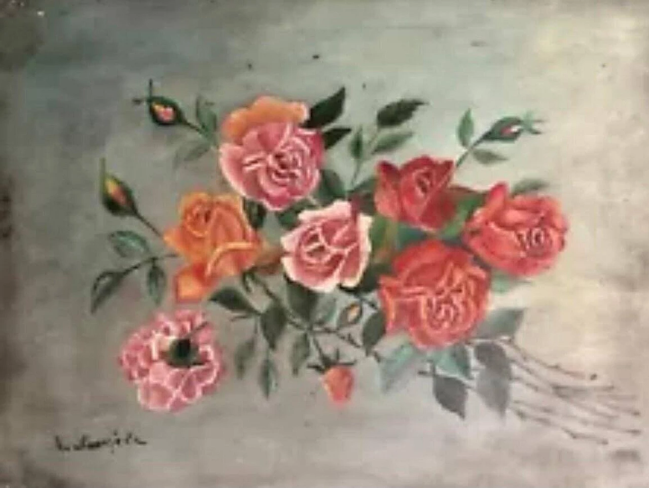 Roses, oil painting on panel, late 19th century 5