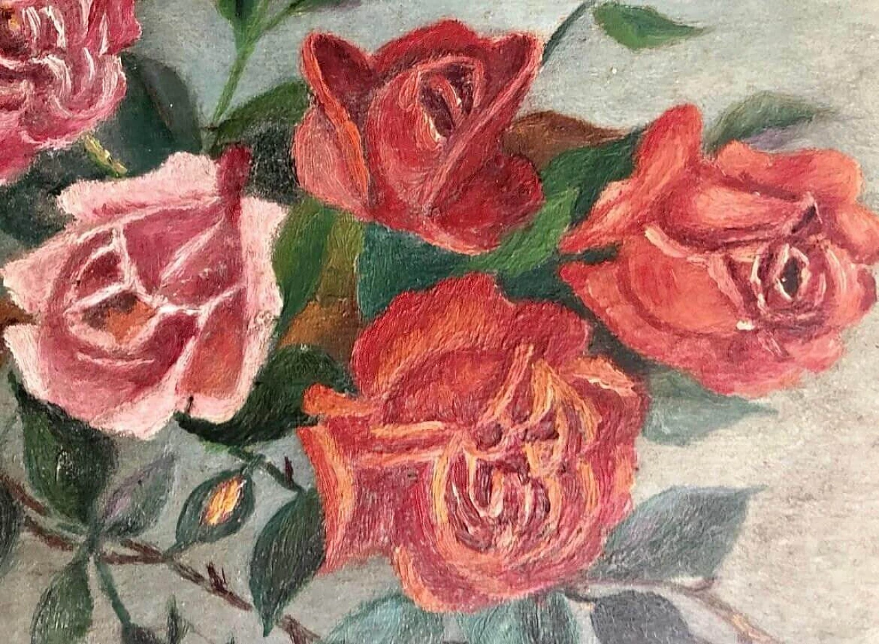 Roses, oil painting on panel, late 19th century 6