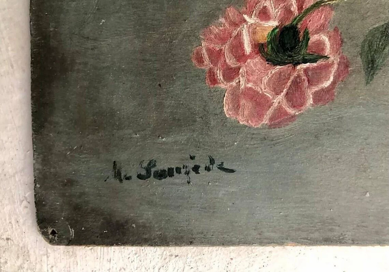 Roses, oil painting on panel, late 19th century 9