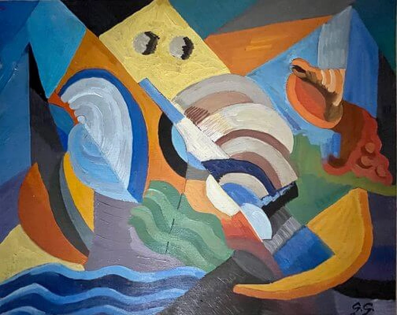 Futurist painting, Sea and shells, oil on canvas, 1970s 2