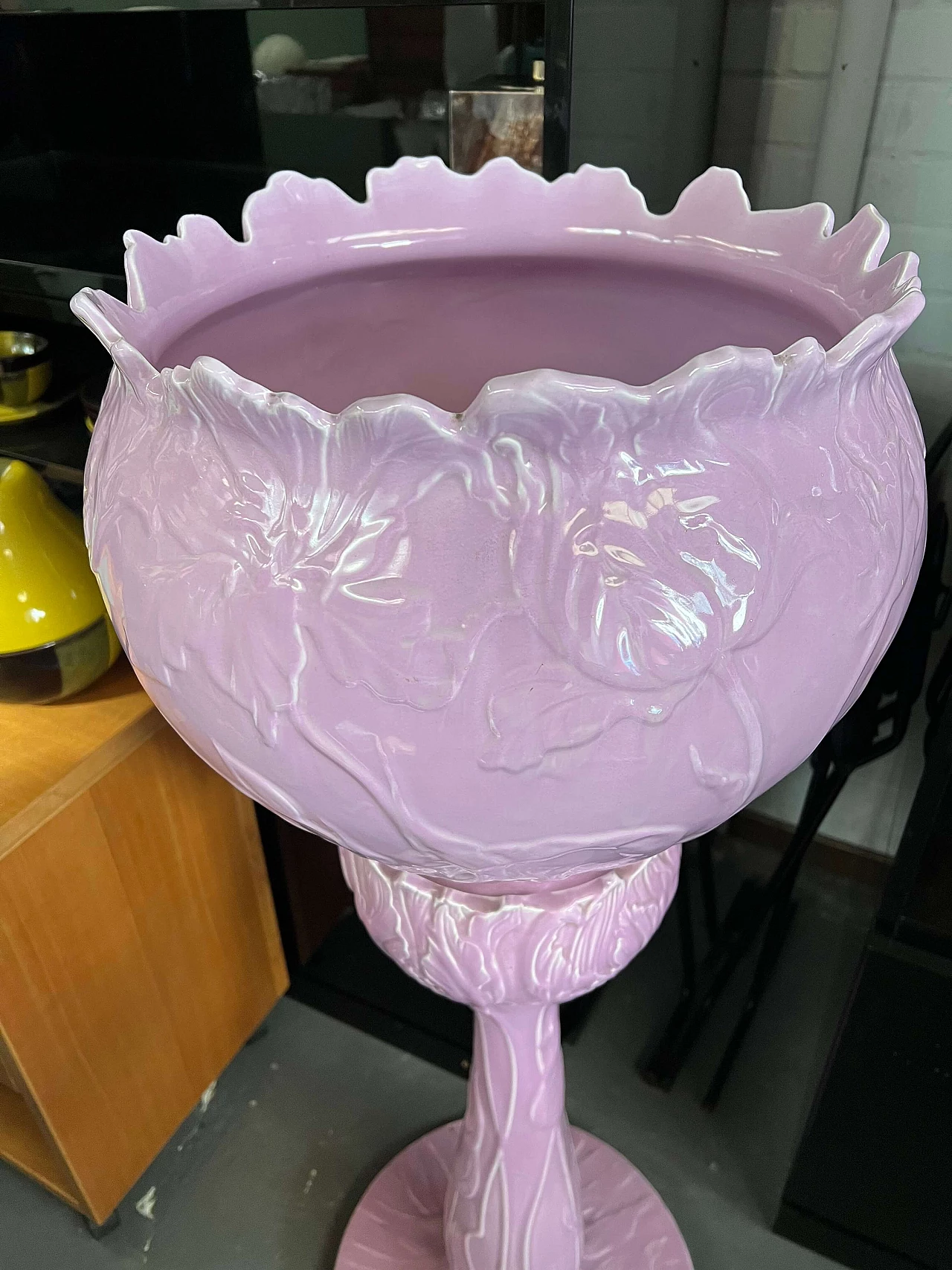 Art Nouveau pink ceramic planter, 1930s 3