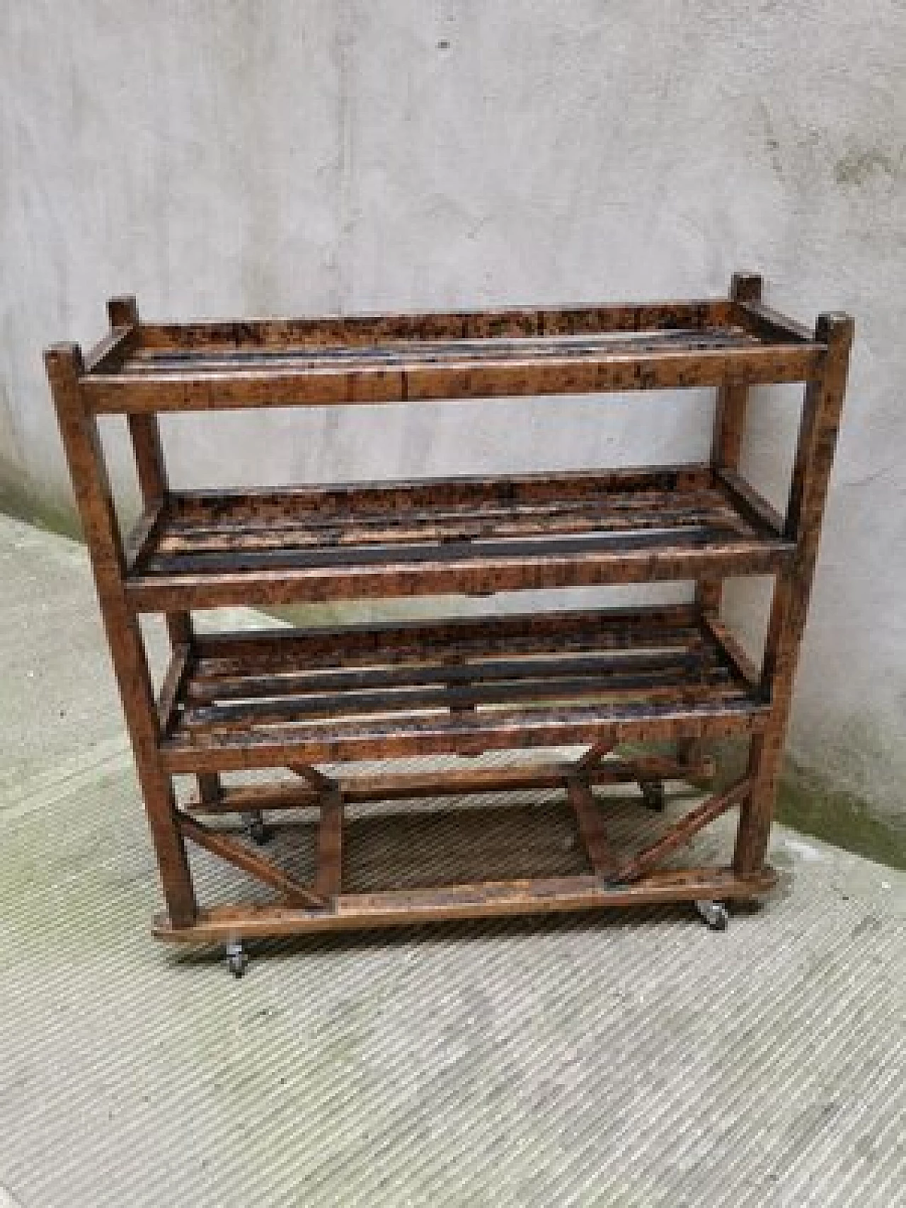 Industrial oak cart, 1950s 1