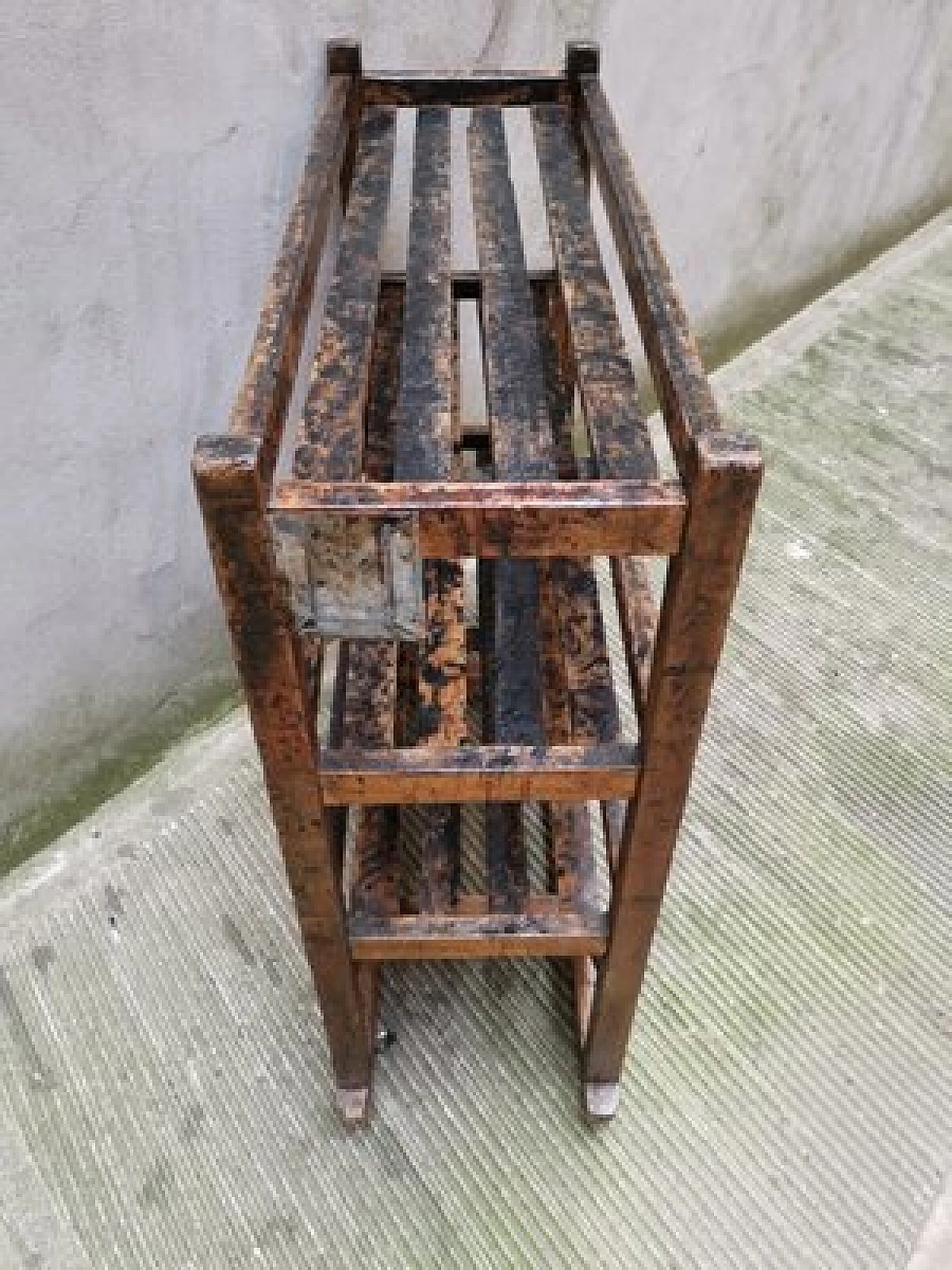 Industrial oak cart, 1950s 2