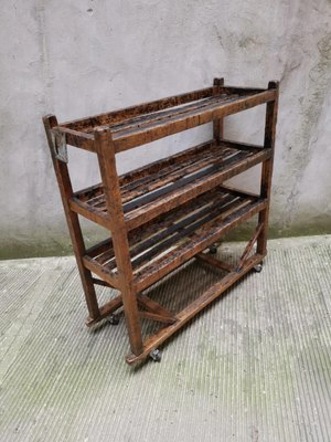 Industrial oak cart, 1950s 3