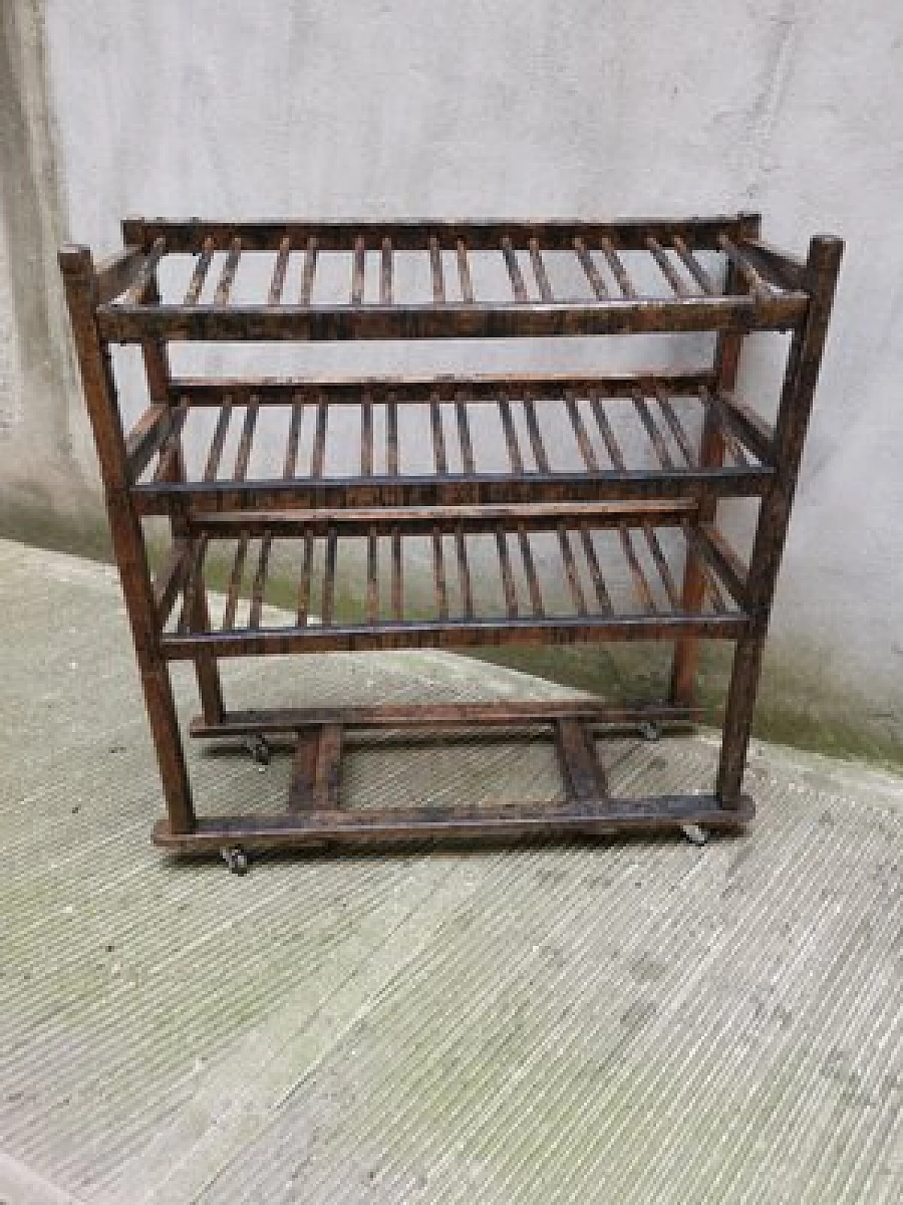 Three-shelf oak cart, 1950s 2