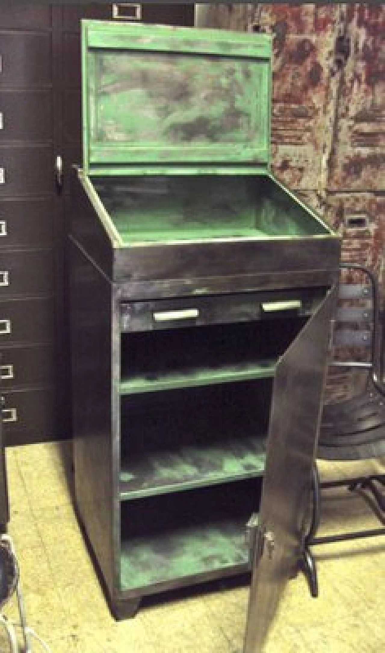 Industrial iron mechanical workshop cabinet, 1950s 1