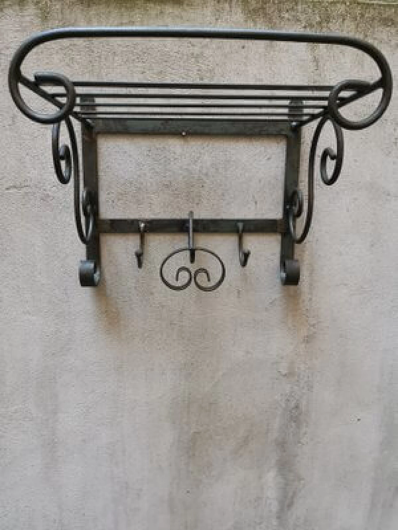 Iron coat rack with storage shelf, 1950s 1