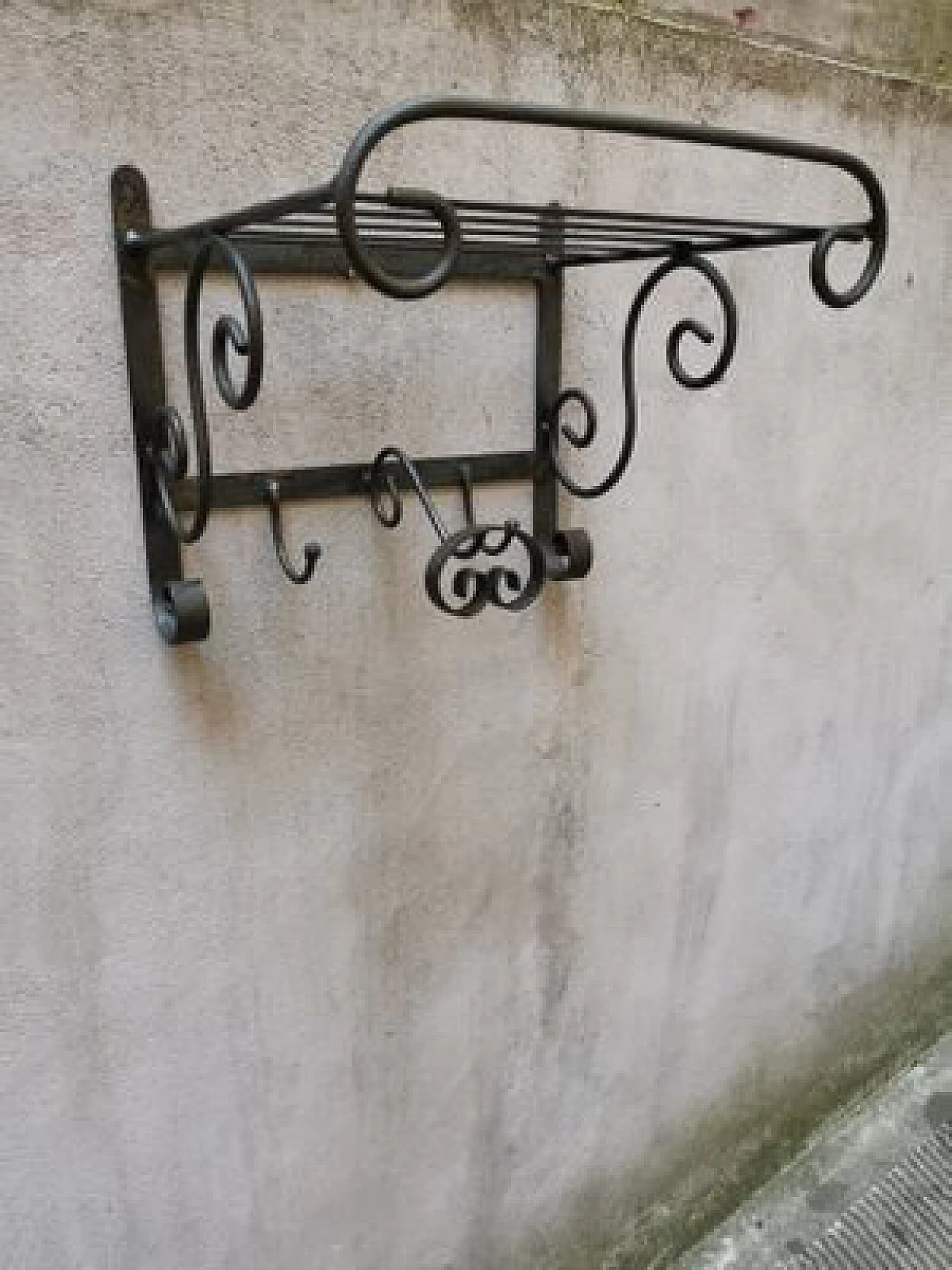 Iron coat rack with storage shelf, 1950s 3