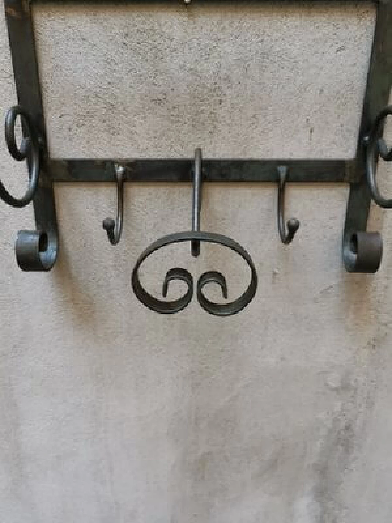 Iron coat rack with storage shelf, 1950s 5