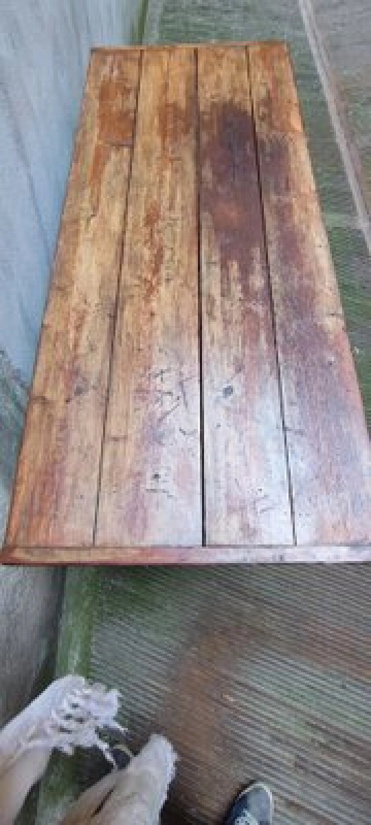 Tavolo da lavoro con base in ghisa e piano in legno, anni '50 7