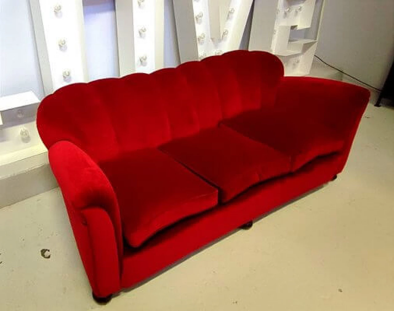 Red velvet sofa, 1940s 2