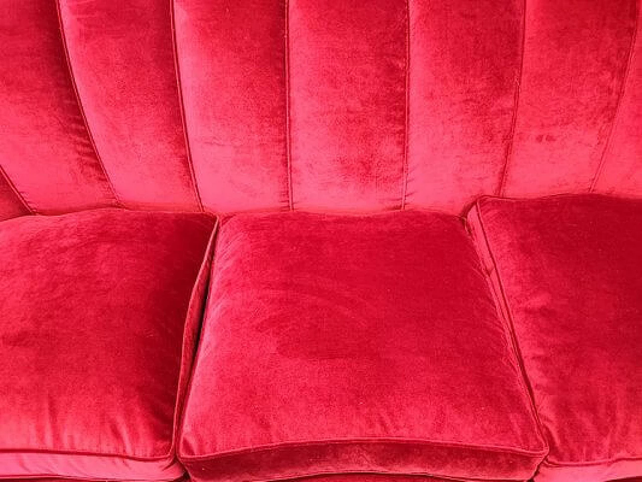 Red velvet sofa, 1940s 3