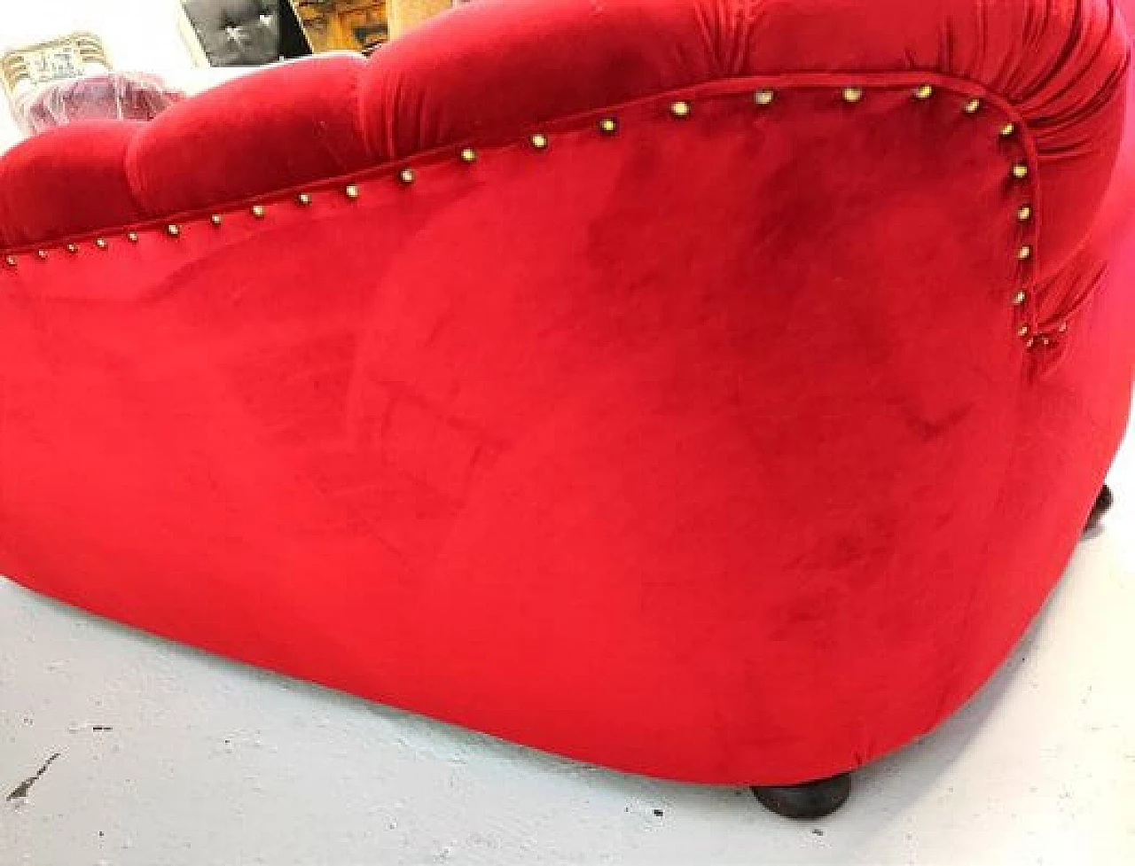 Red velvet sofa, 1940s 4