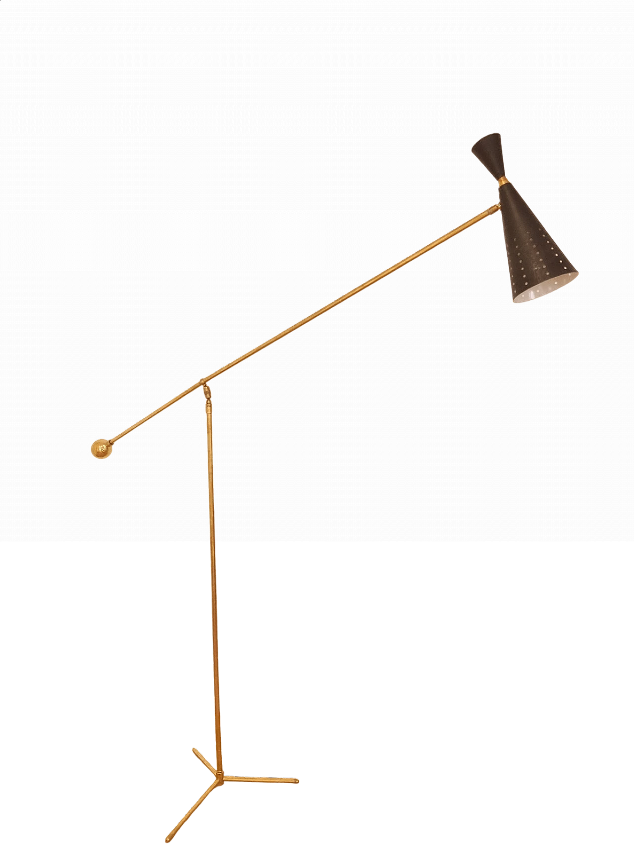 Diabolo floor lamp in brass and metal, 1950s 14